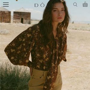 DOEN Corentin top in cherrywood floral print